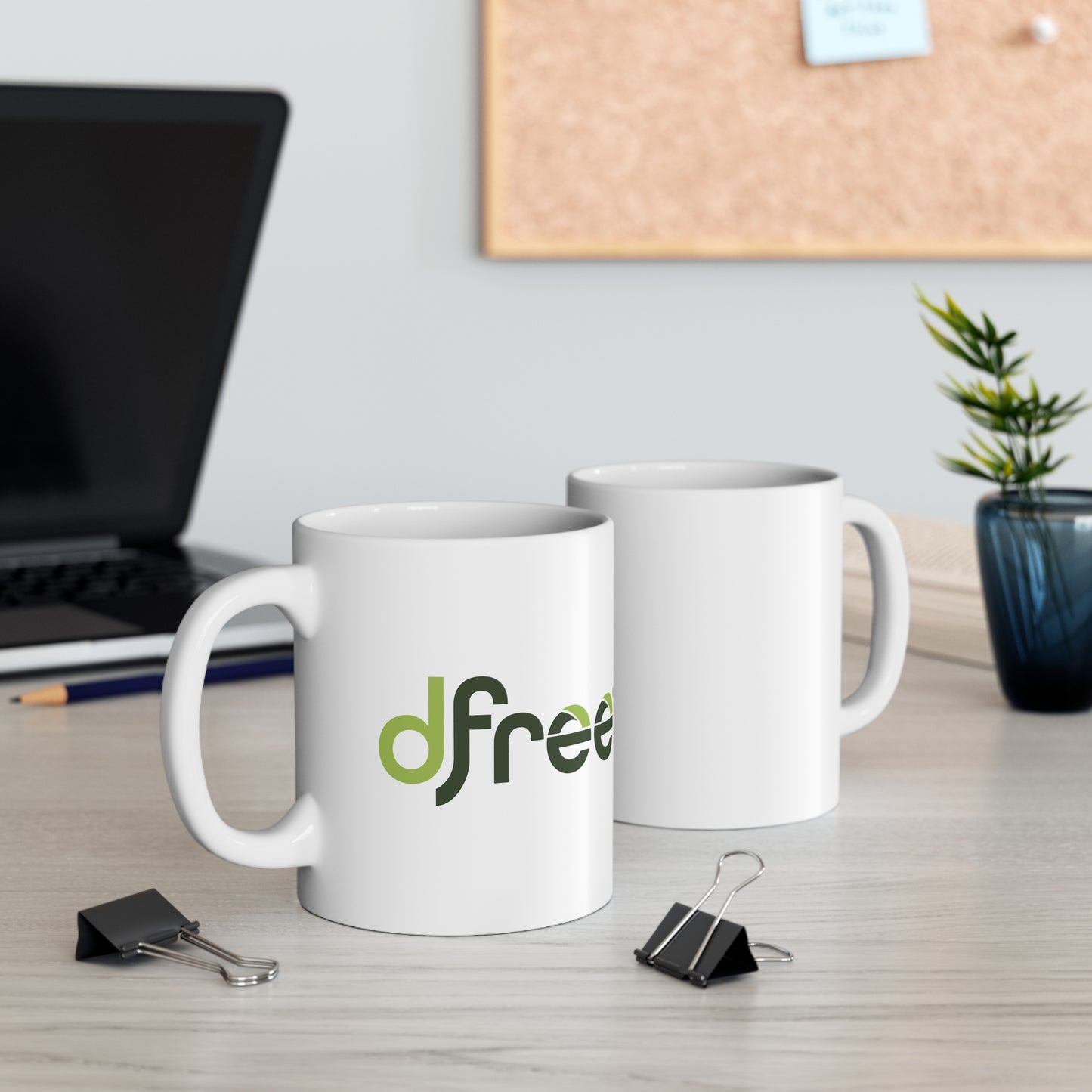 Green "dfree" 11oz Ceramic Coffee Cup
